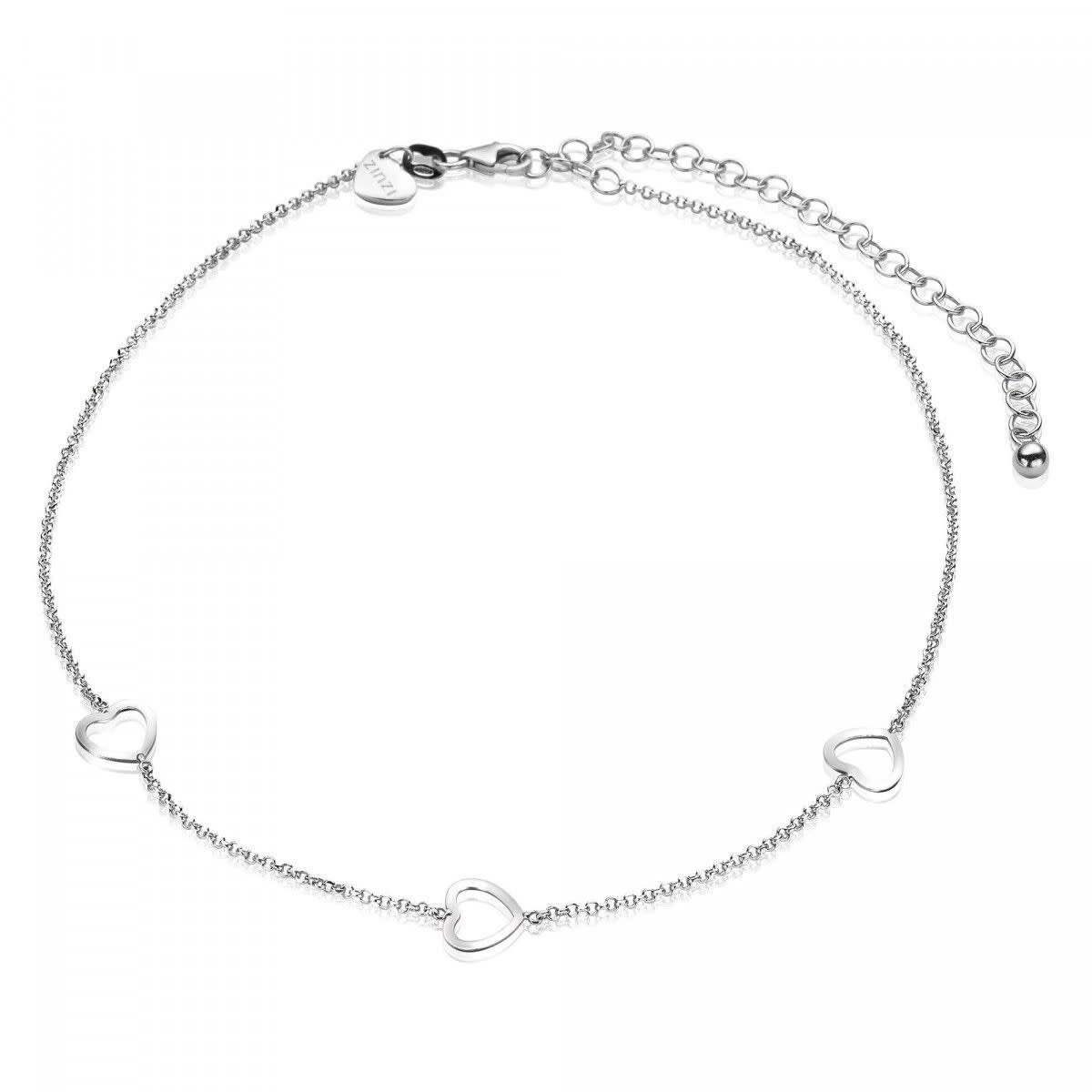 Zinzi Zilveren enkelbandje - Hartjes ZIE1188