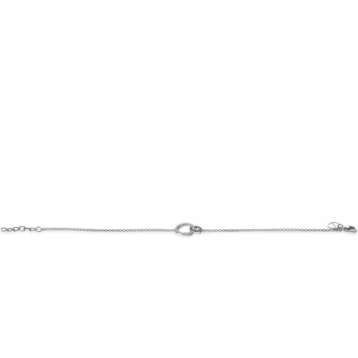 Zinzi Zilveren armband - Verbonden Open Rondjes (CZ Zwart/Wit) ZIA1987