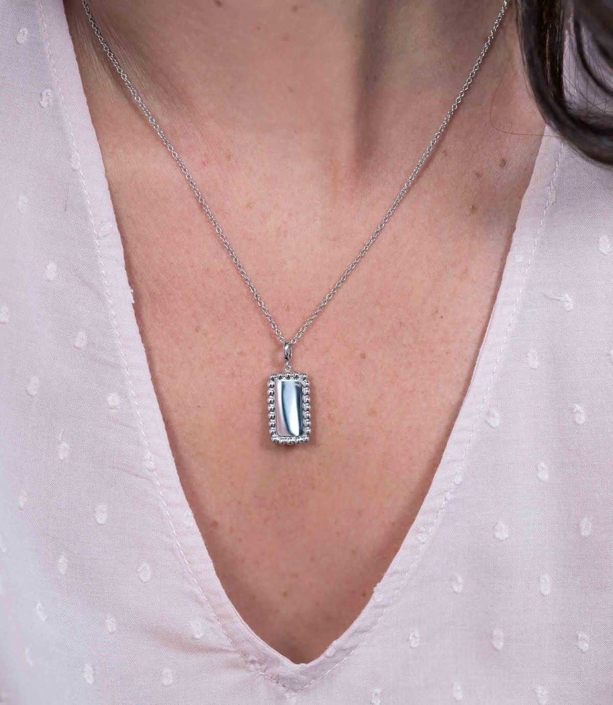 Zinzi Zilveren hanger - Rechthoek Bolletjesrand ZIH1976