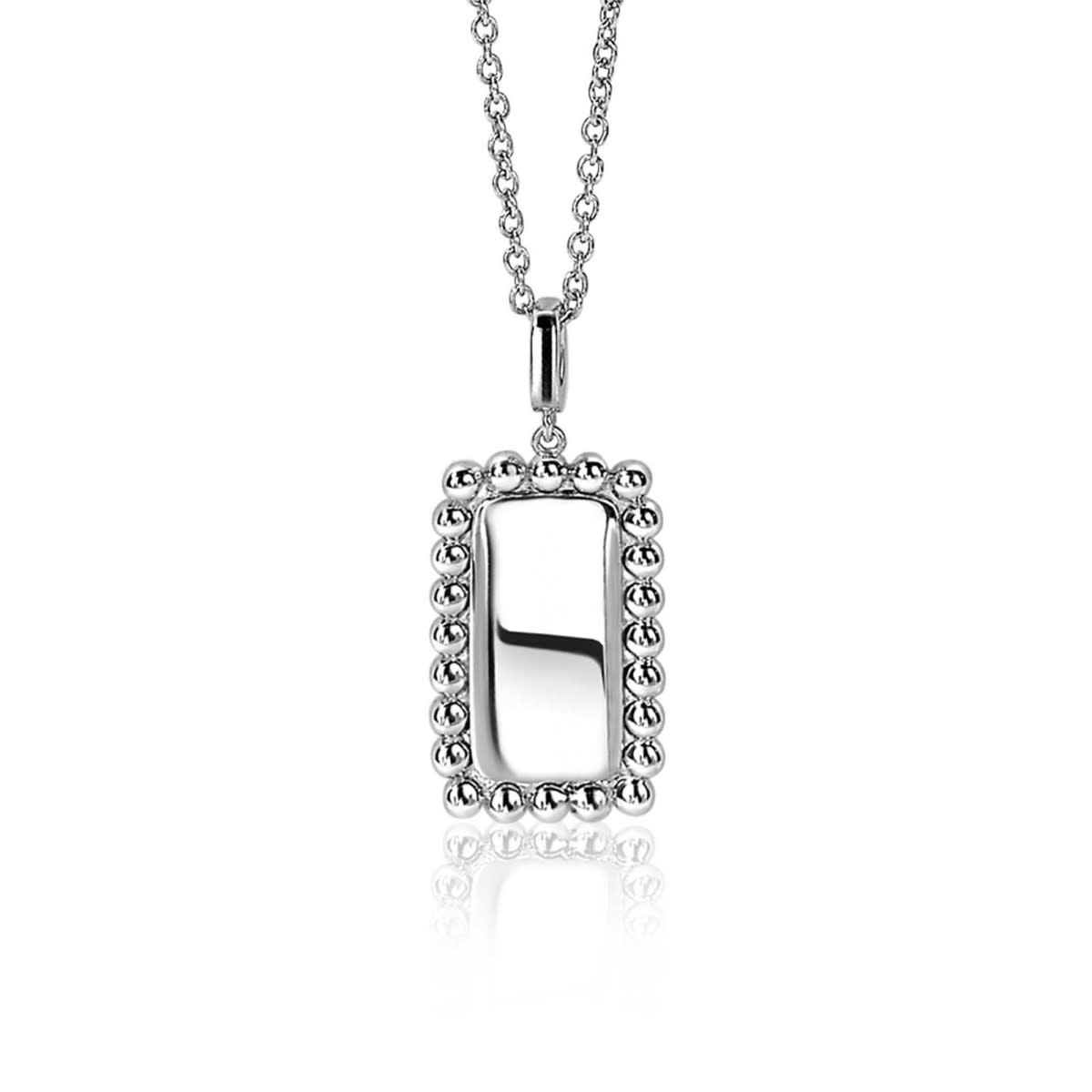 Zinzi Zilveren hanger - Rechthoek Bolletjesrand ZIH1976