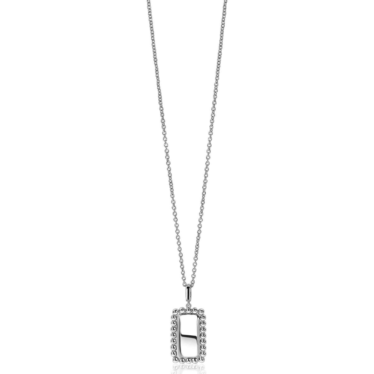 Zinzi Zilveren hanger - Rechthoek Bolletjesrand ZIH1976