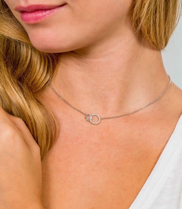 Zinzi Zilveren ketting - Verbonden Open Rondjes (CZ Wit) ZIC1782