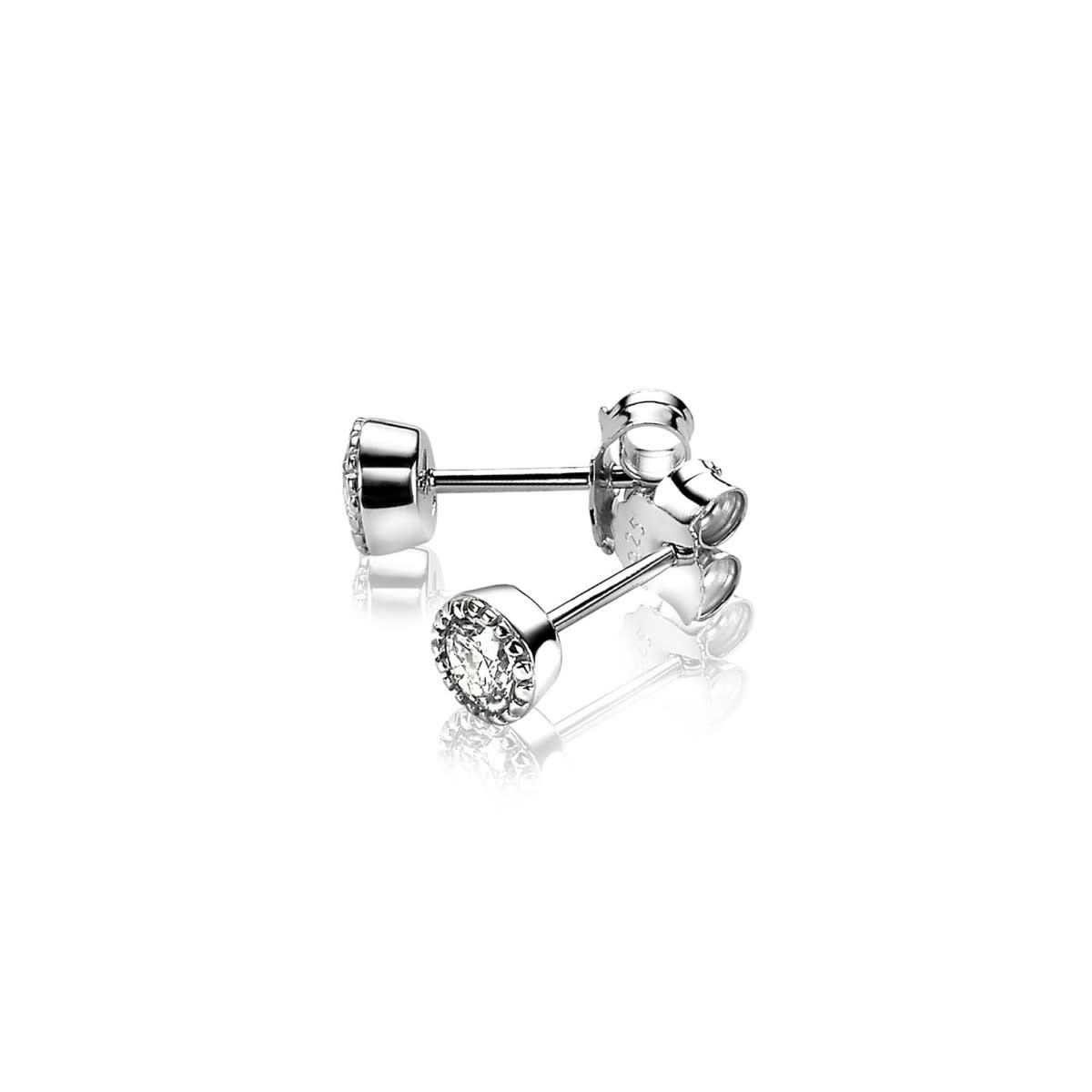 Zinzi Zilveren oorbellen - Rond (CZ Wit) ZIO1263