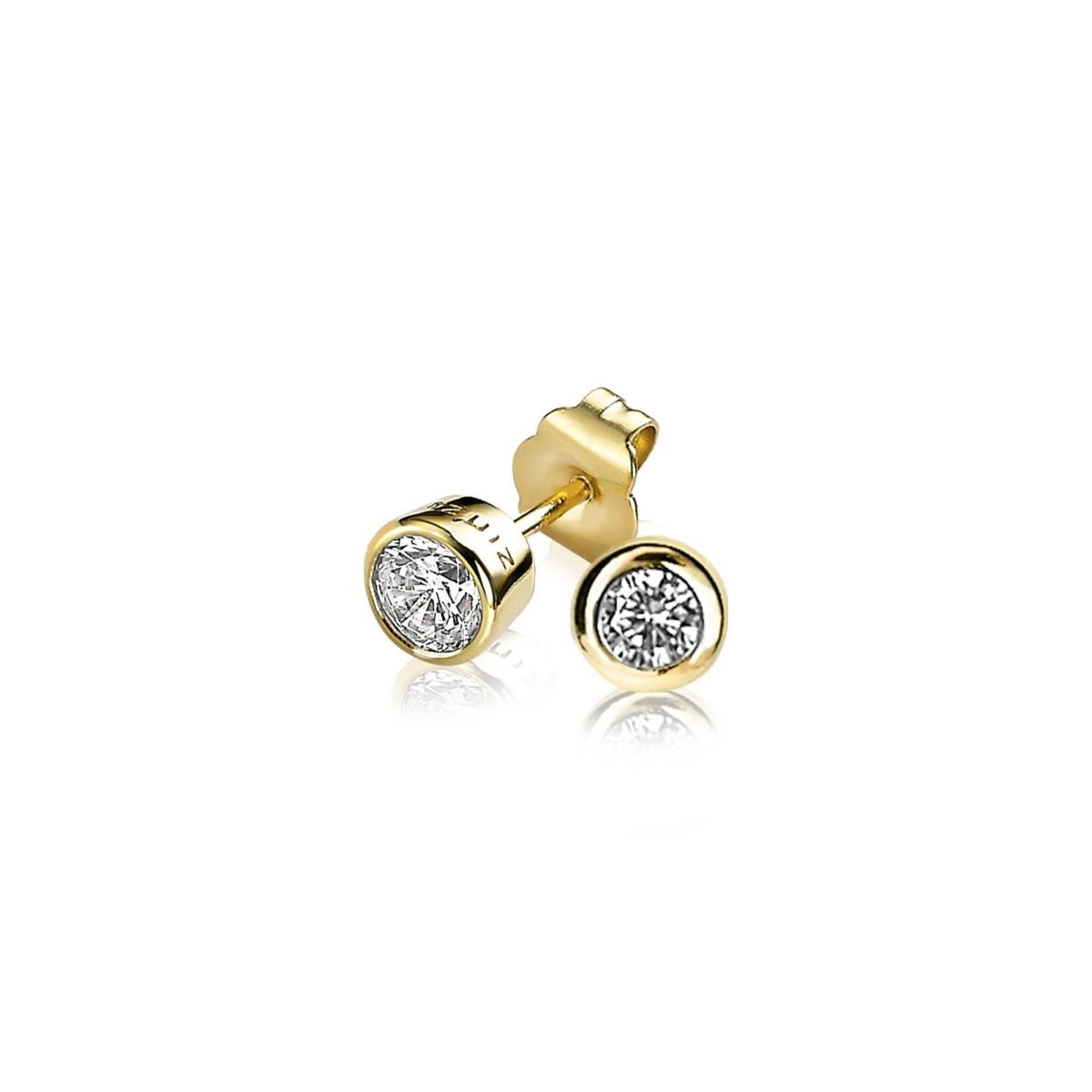 Zinzi Geel vergulde zilveren oorbellen (CZ Wit) ZIO322Y