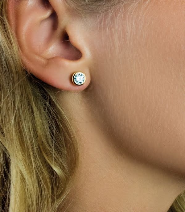 Zinzi Geel vergulde zilveren oorbellen (CZ Wit) ZIO322Y