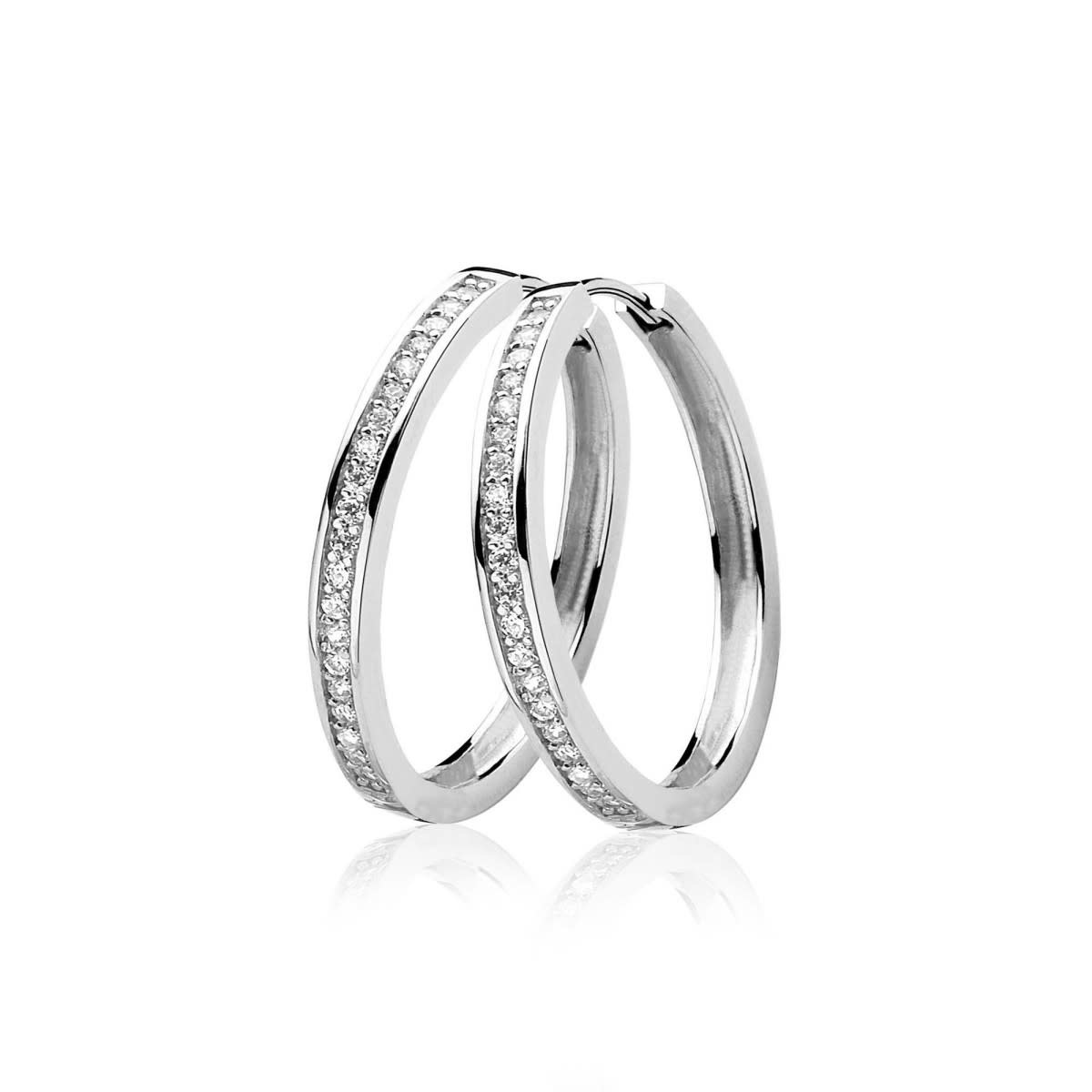 Zinzi Zilveren oorbellen - Ring 28 x 3 mm (CZ Wit) ZIO193Z