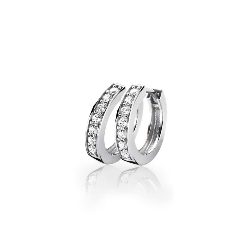 Zinzi Zilveren oorbellen - Ring 15 x 3 mm (CZ Wit) ZIO191Z