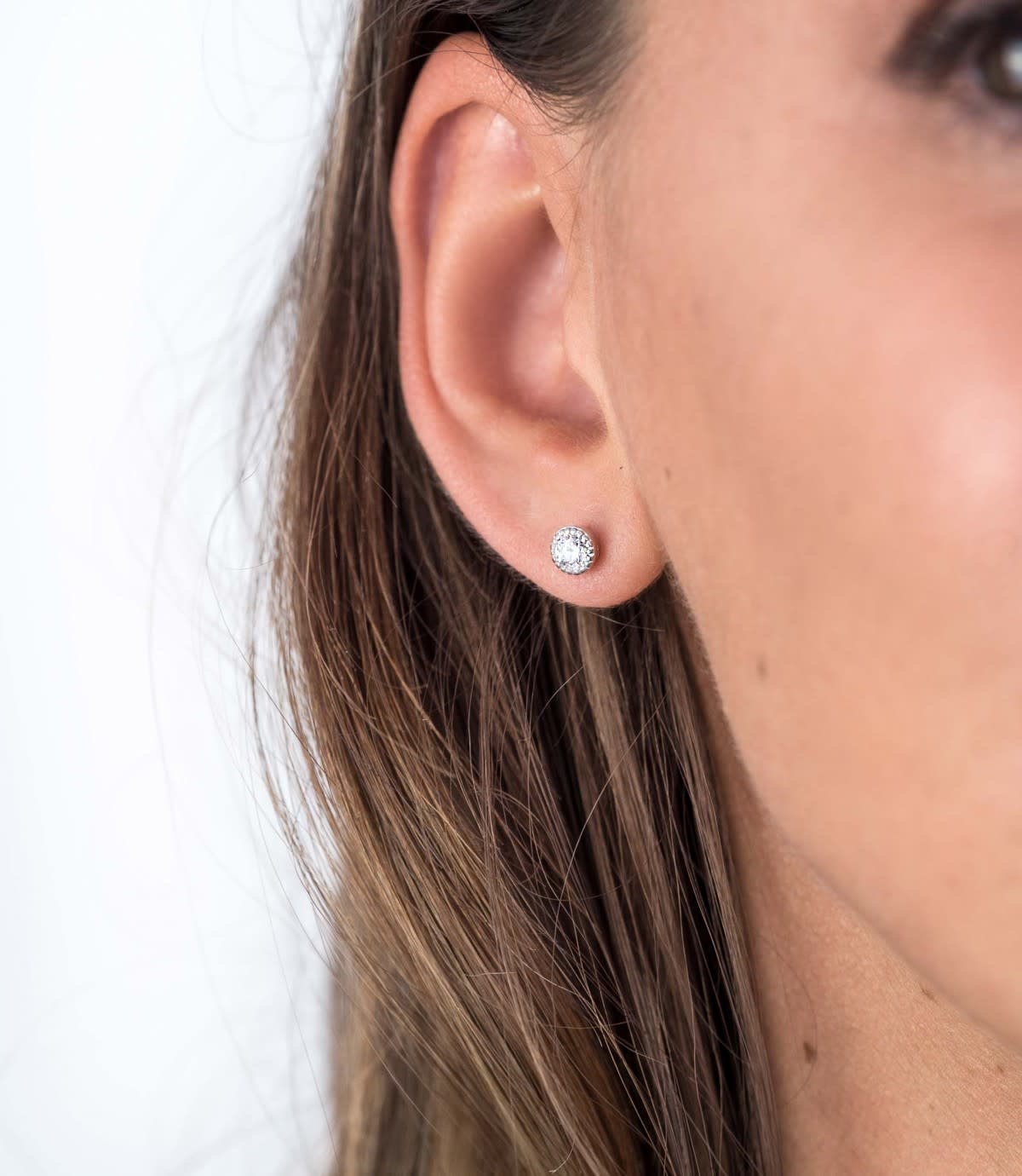 Zinzi Zilveren oorbellen - Rond (CZ Wit) ZIO1263