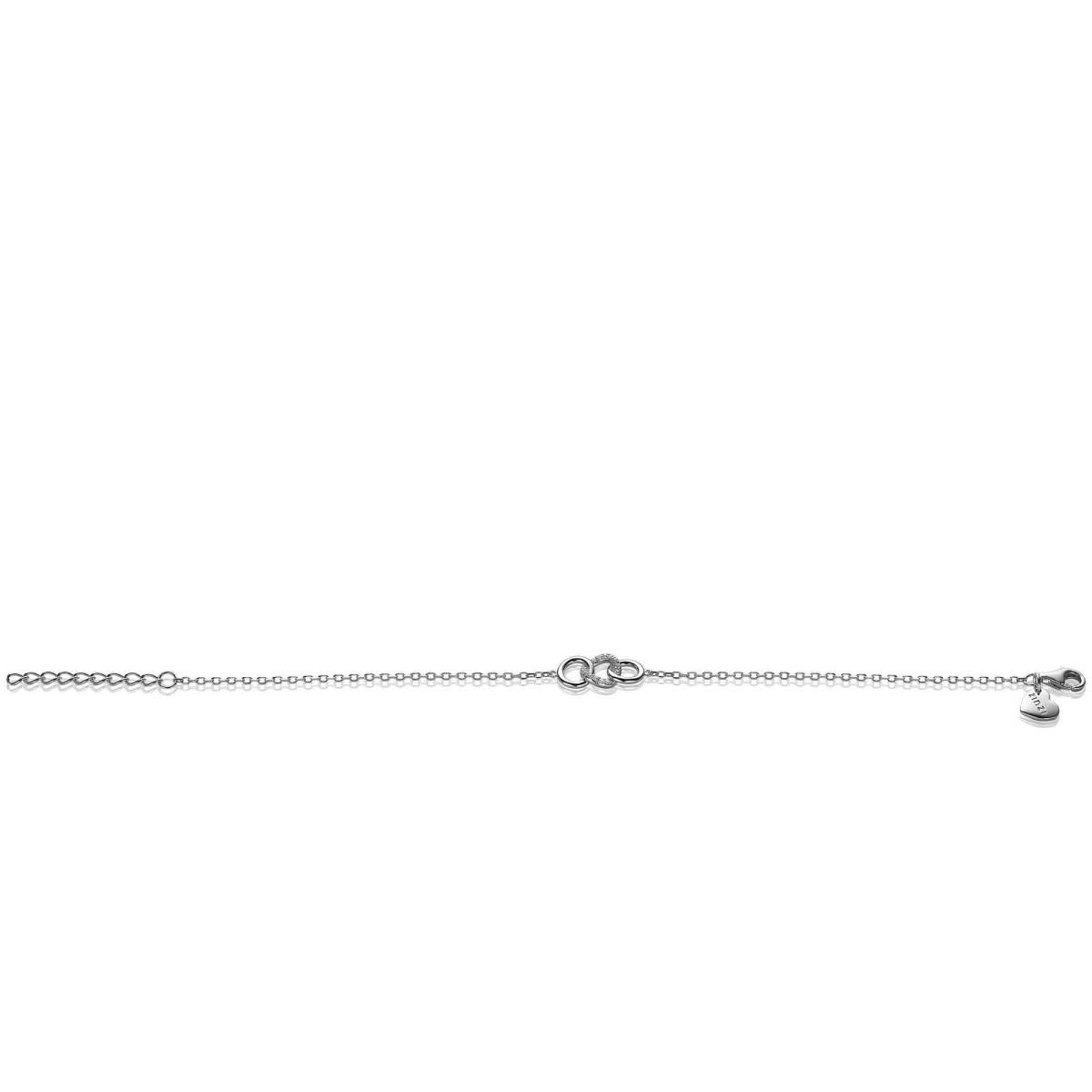 Zinzi Zilveren armband - Verbonden Open Rondjes (CZ Wit) ZIA2045