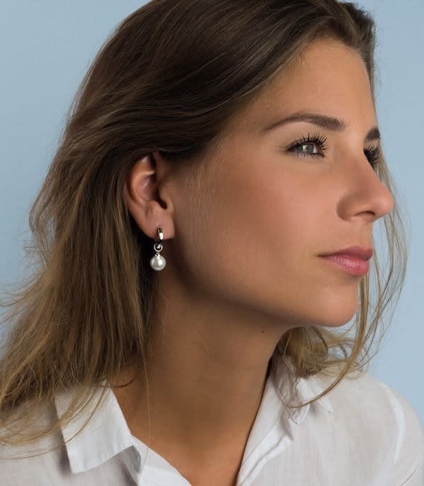 Zinzi Zilveren oorbedels - Parel (Wit) ZICH266W