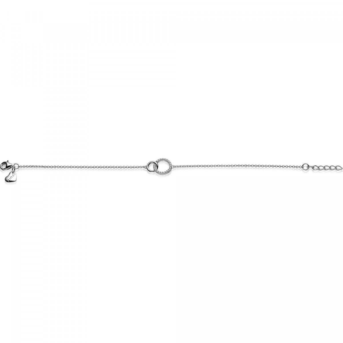 Zinzi Zilveren armband - Verbonden Open Rondjes (CZ Wit) ZIA1782