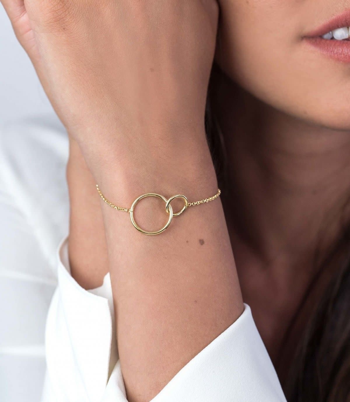 Zinzi Geel vergulde zilveren armband - Verbonden Open Rondjes ZIA1278G