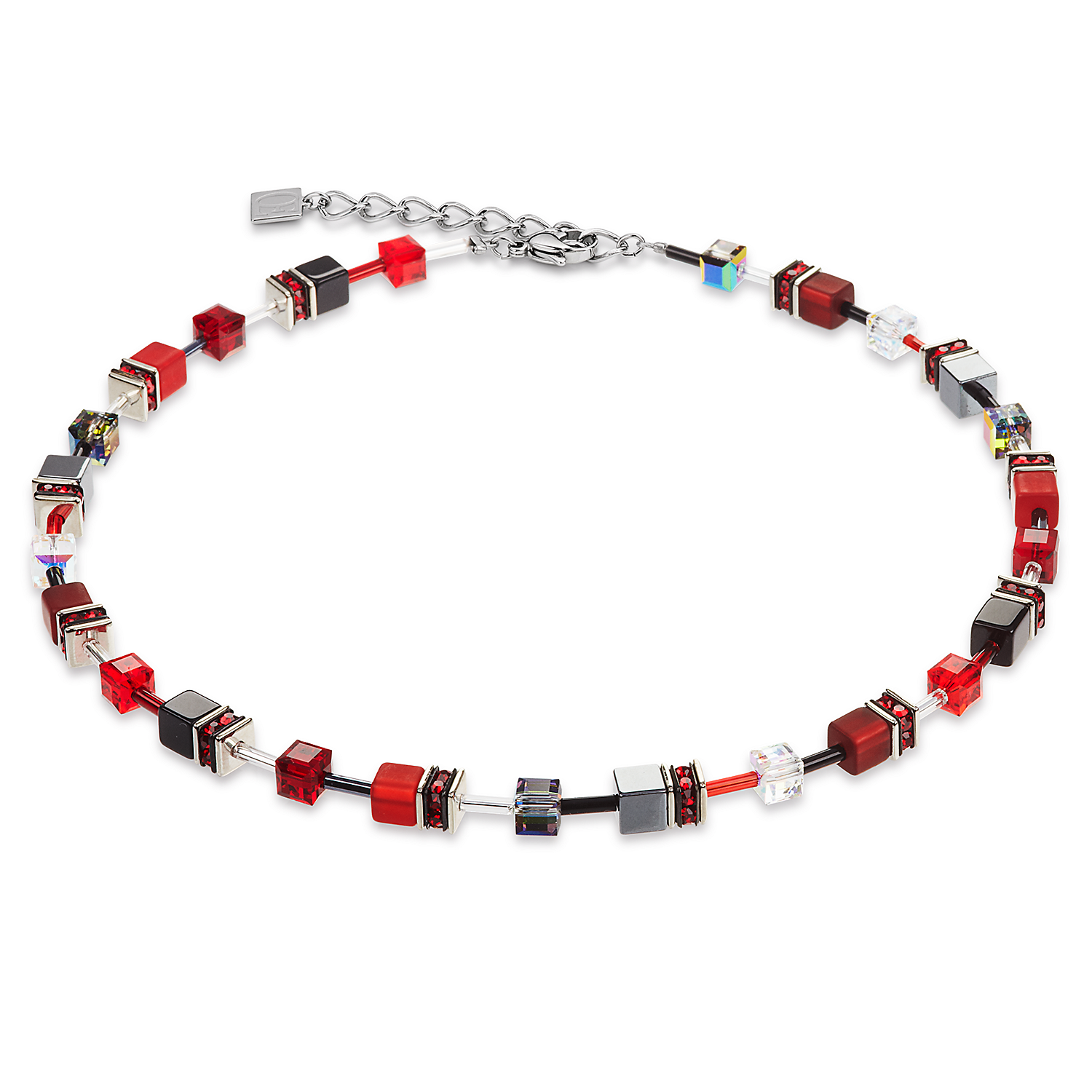 Coeur de Lion GeoCUBE collier - Red-Grey 4014/10-0312