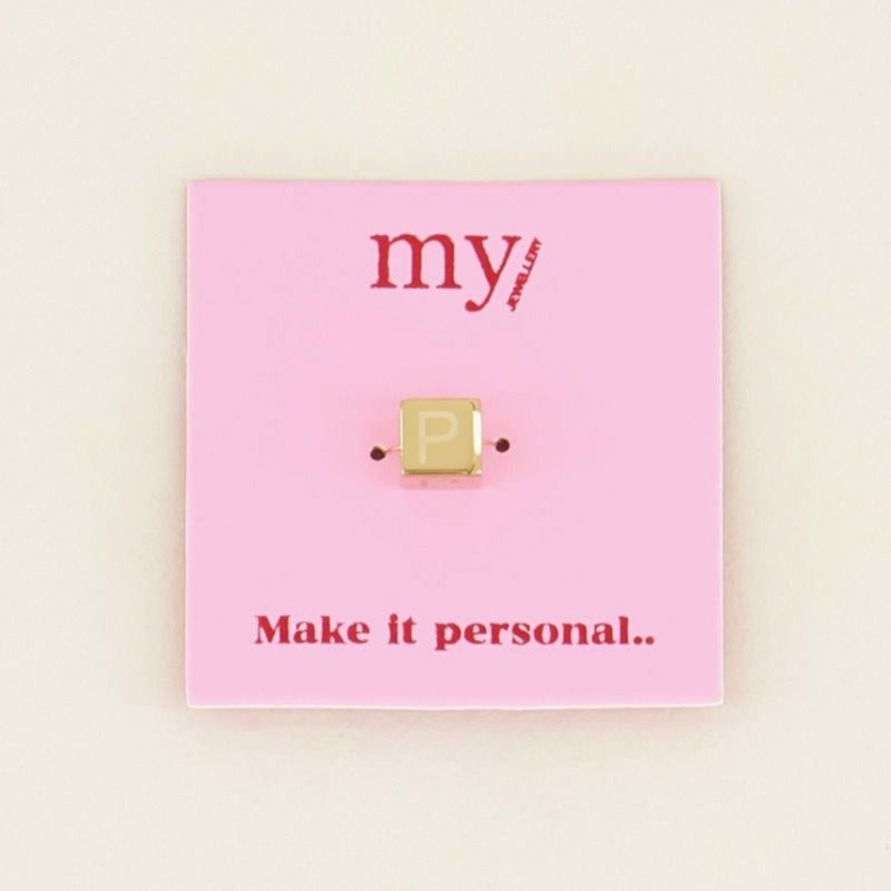 My Jewellery Cubes bedel initiaal (P) - Goudkleurig MJ031851200P