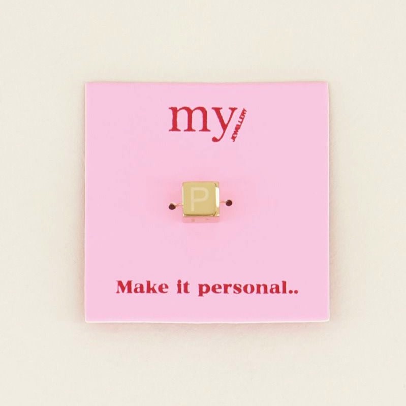 My Jewellery Cubes bedel initiaal (P) - Goudkleurig MJ031851200P