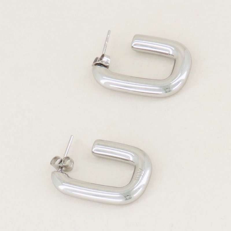 My Jewellery Oorsteker hoekige ovaal - Zilverkleurig MJ02424-1500