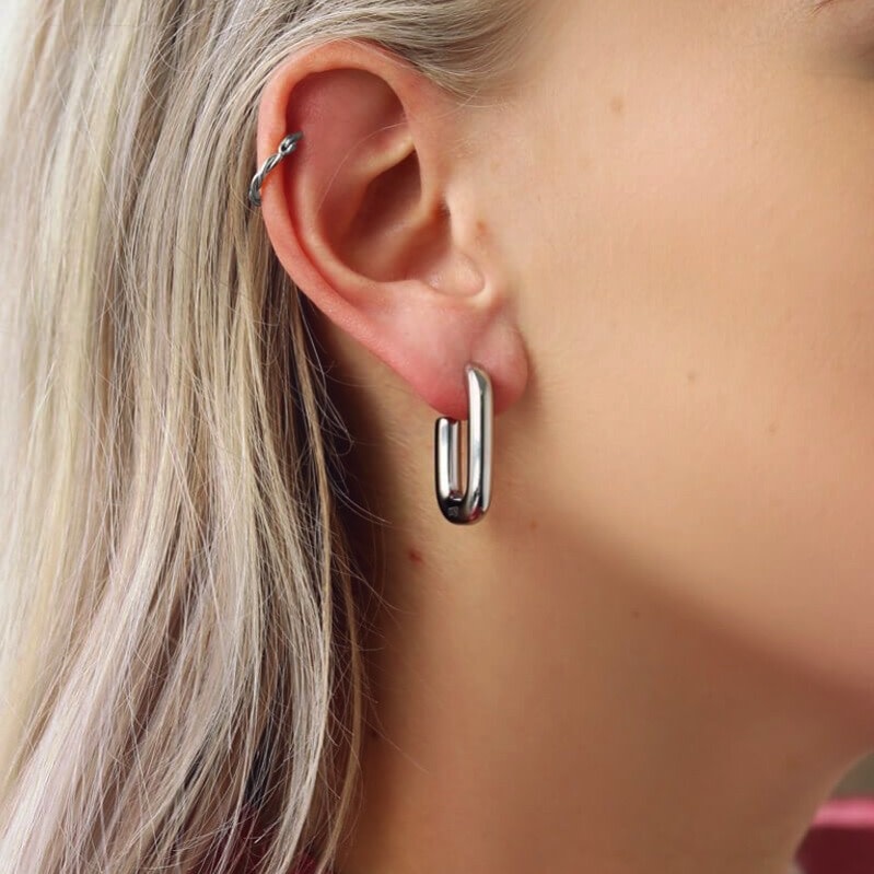 My Jewellery Oorsteker hoekige ovaal - Zilverkleurig MJ02424-1500