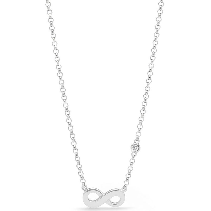 Fossil Zilveren ketting - Infinity (CZ Wit) JFS00394040