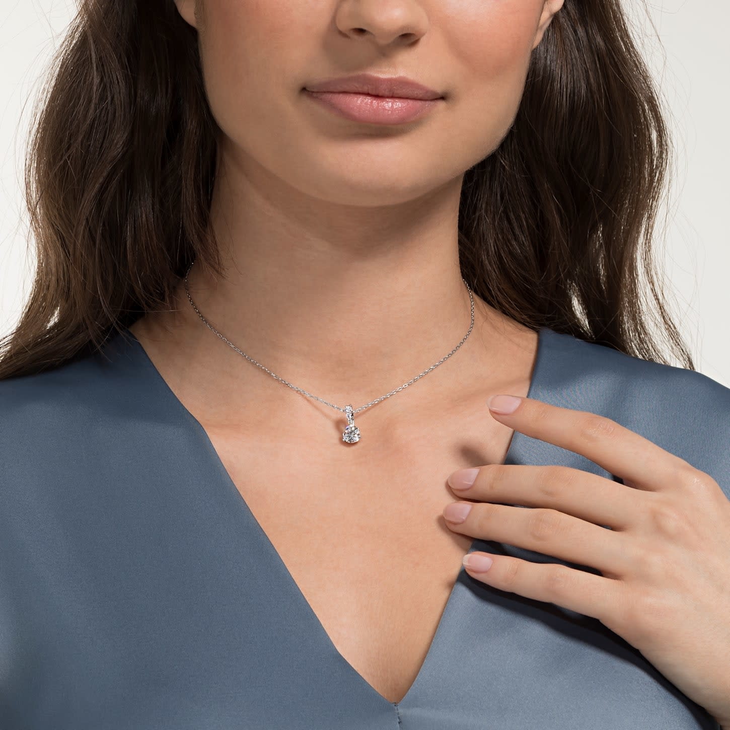 Swarovski Stilla solitaire ketting Zilverkleurig/Wit 5472635