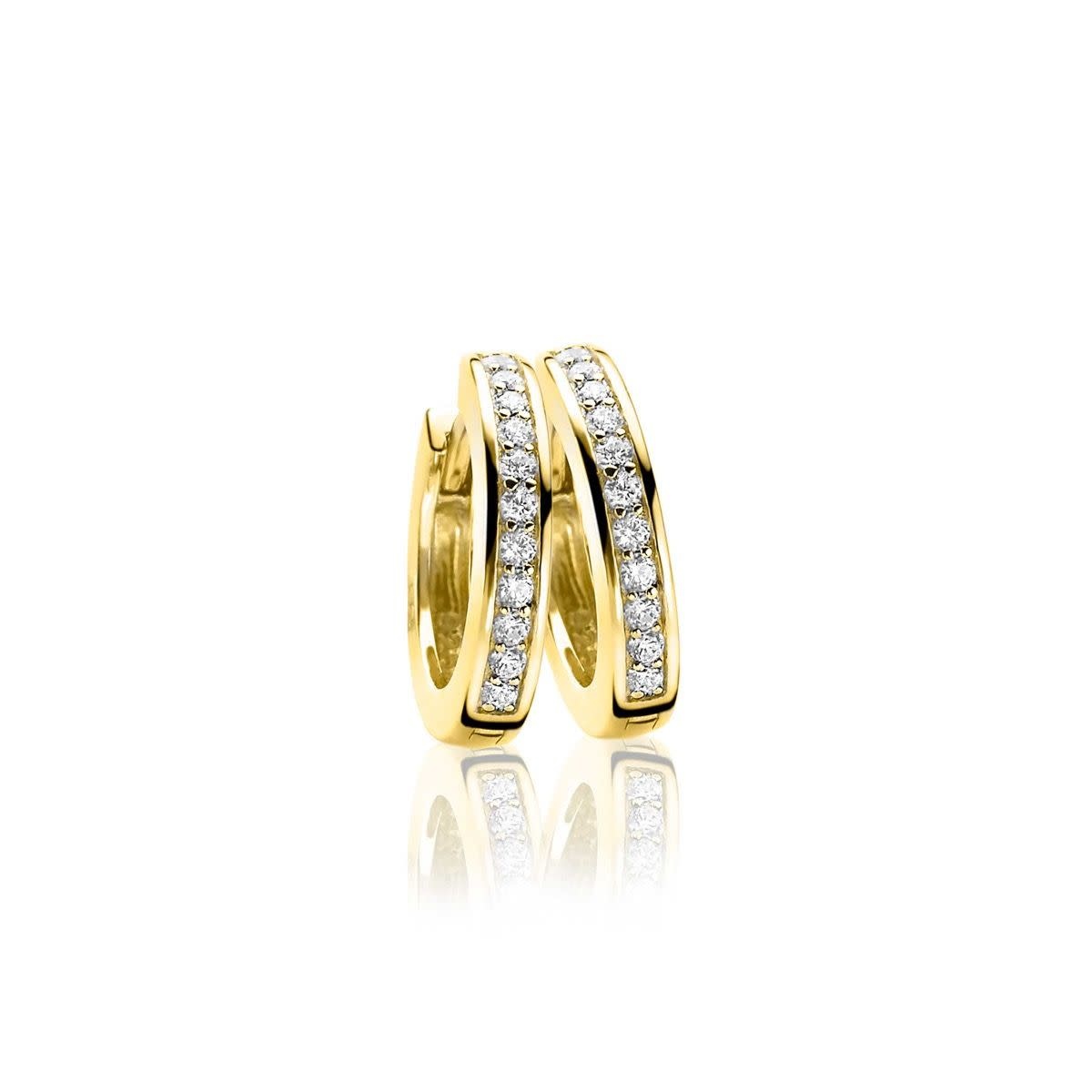 Zinzi Geel vergulde zilveren oorbellen - Ring 17 x 3 mm (CZ Wit) ZIO186Y