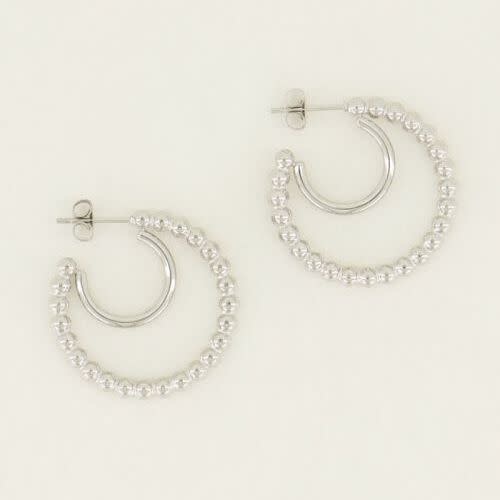 My Jewellery Oorbellen bolletjes dubbel (Zilverkleurig) — MJ04902-1500