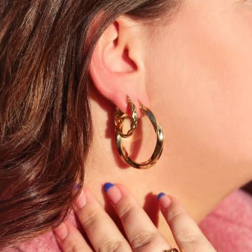 My Jewellery Oorringen rond touwpatroon - Goudkleurig MJ04358-1200