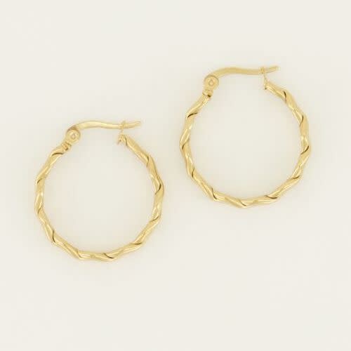 My Jewellery Oorringen rond touwpatroon - Goudkleurig MJ04358-1200