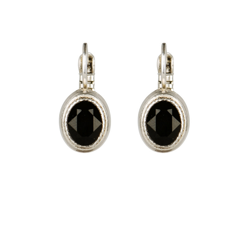 Camps & Camps Zilverkleurige oorbellen - Zwart 1A150 JT