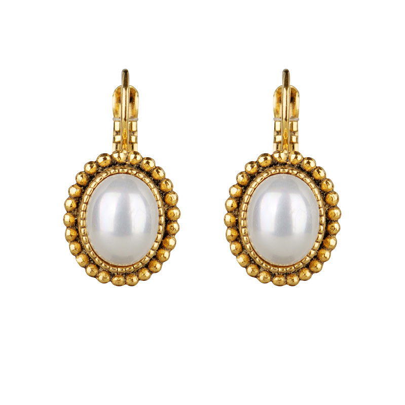 Camps & Camps Goudkleurige oorbellen - Parel Wit 1D553 PE