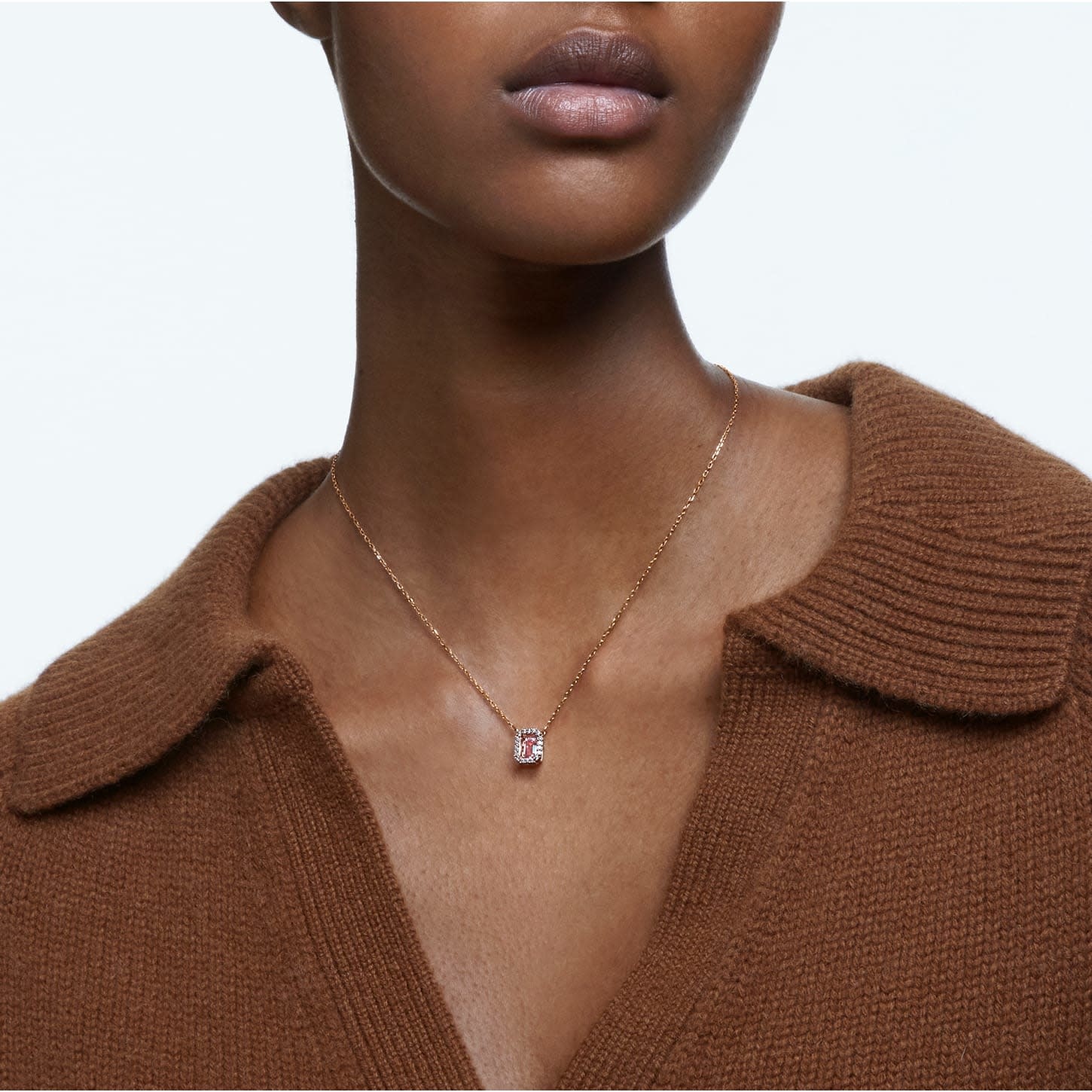 Swarovski Una ketting octagon Rosegoudkleurig 5614933