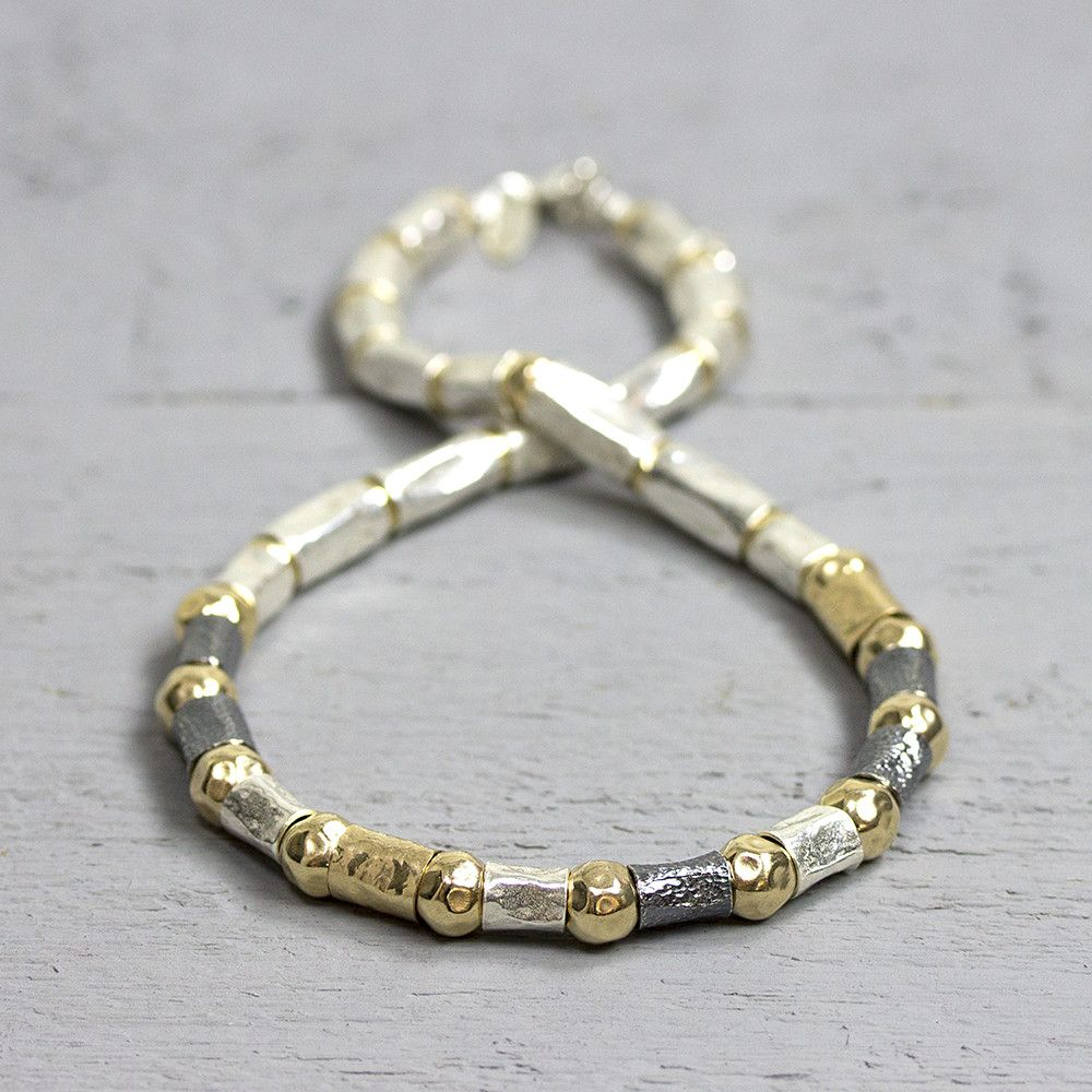 Jéh Jewels Touch of Gold collier - Buisjes en hamerslag balletjes 19148