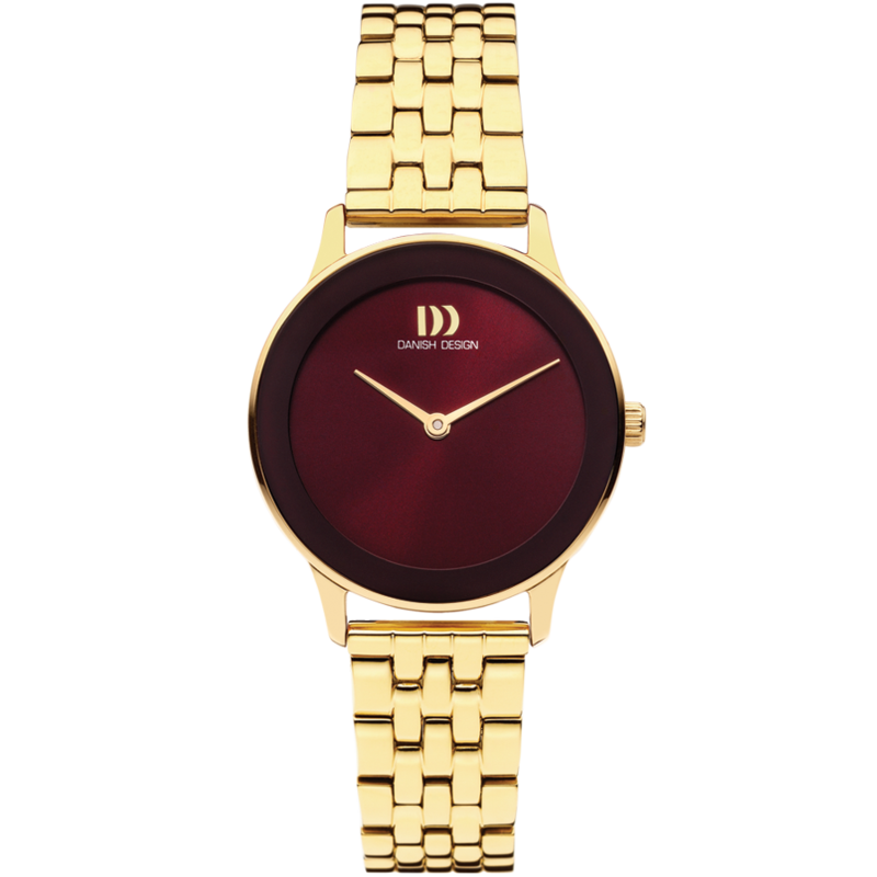 Danish Design Nostalgi 1988 dameshorloge Gold Burgundy Link IV97Q1288