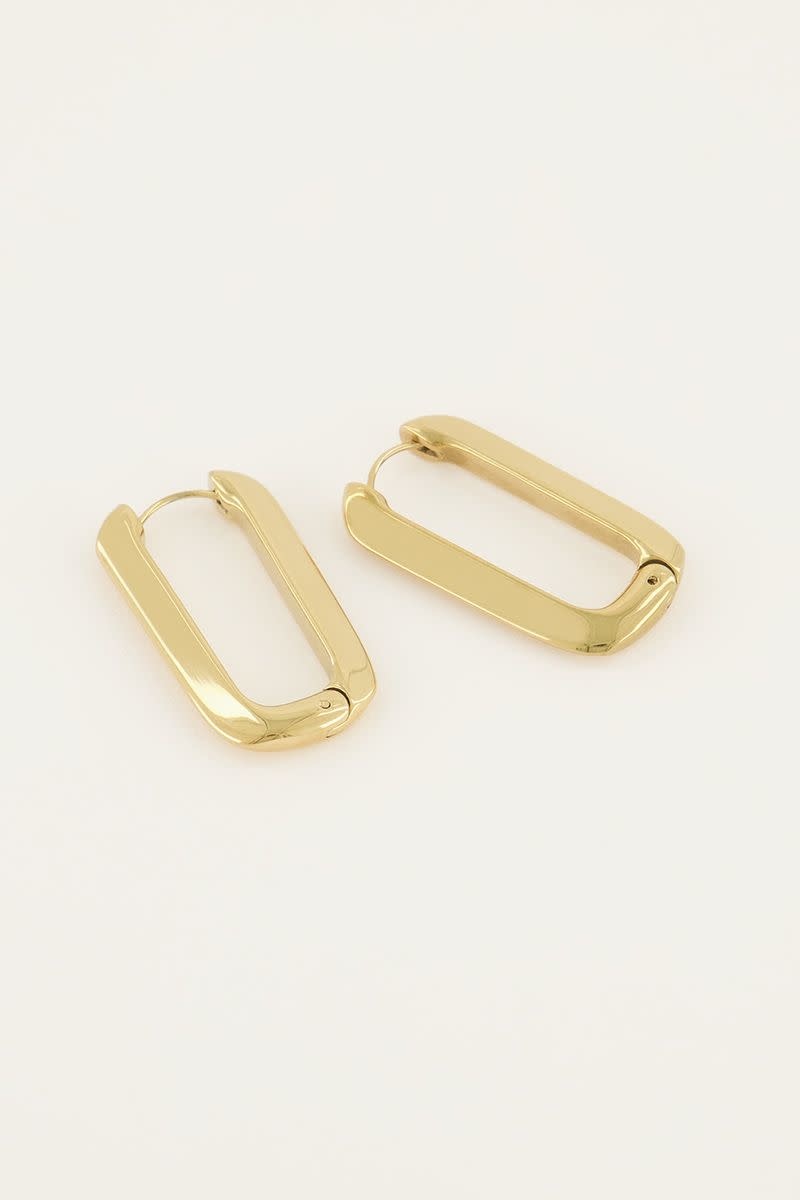 My Jewellery Rechthoekige oorbel middel - Goudkleurig MJ05550-1200