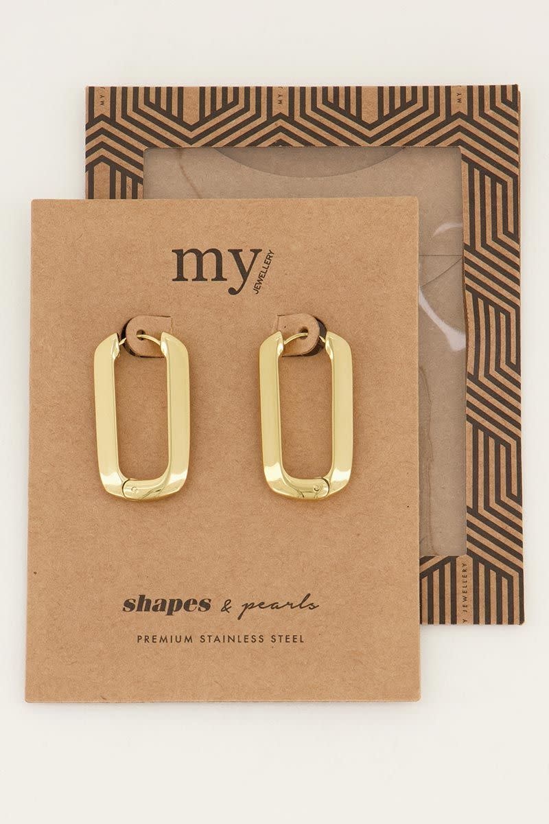 My Jewellery Rechthoekige oorbel middel - Goudkleurig MJ05550-1200