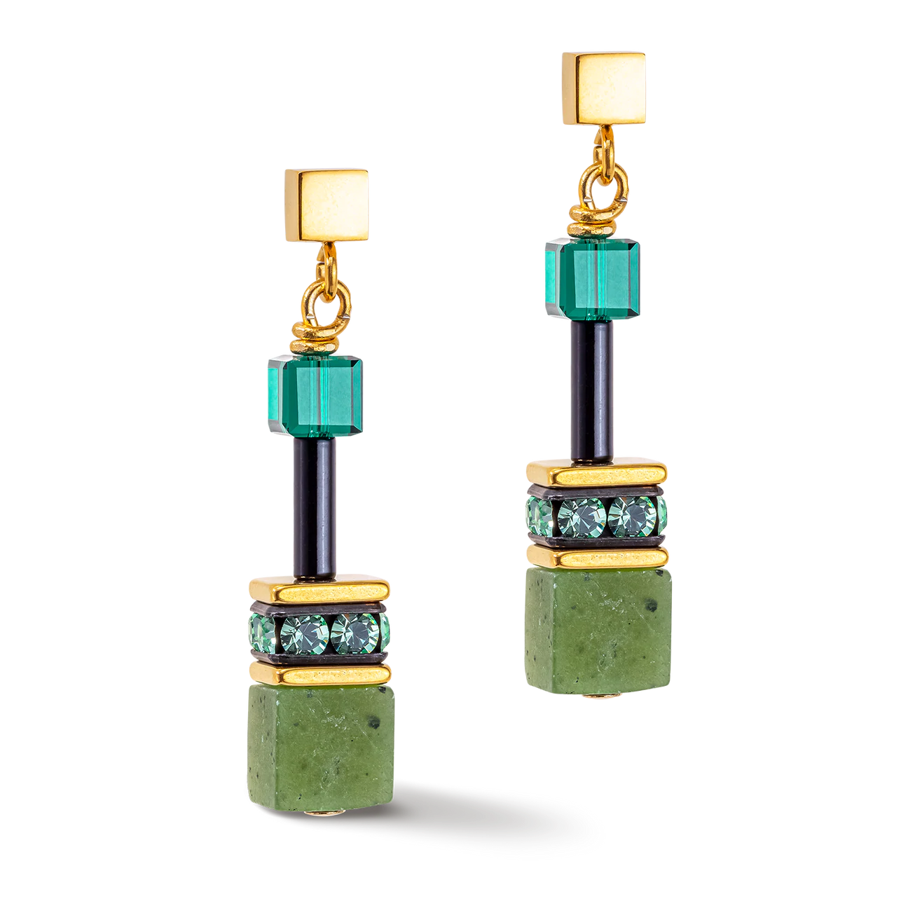 Coeur de Lion Oorbellen - Aventurijn-Amazoniet-Howliet-Nephriet - 4905/21-0500