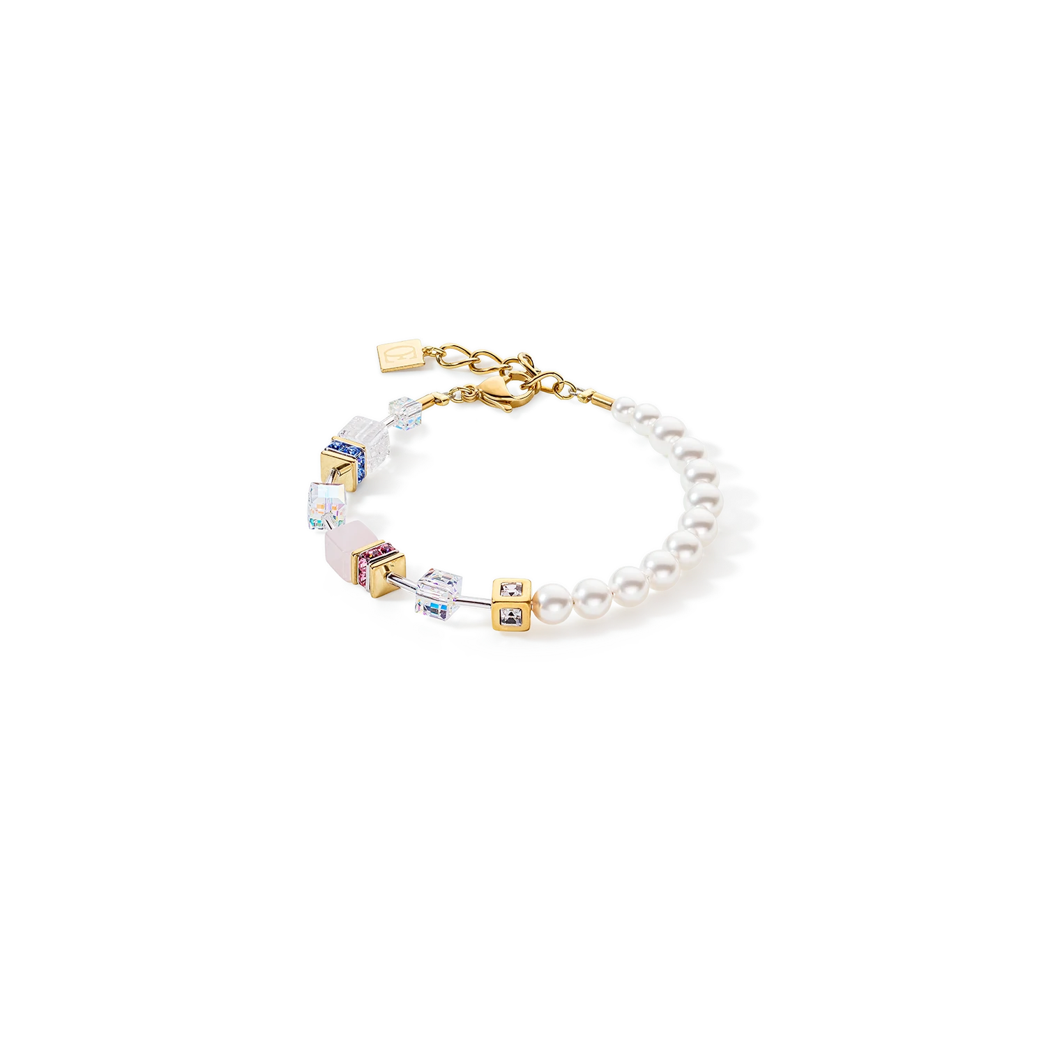 Coeur de Lion Armband - Rozenquartz-Amazoniet-Amethist-Bergkristal  | 5086/30-1522
