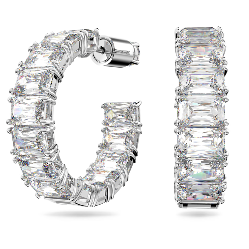 Swarovski Matrix oorbellen Octagon Cut Zilverkleurig/Wit 5612673