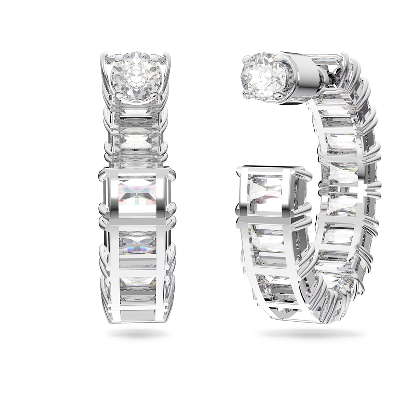 Swarovski Matrix oorbellen Octagon Cut Zilverkleurig/Wit 5612673