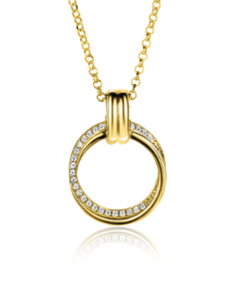 Zinzi Geel vergulde zilveren ketting - Rond (45 cm CZ Wit) ZIC2266Y