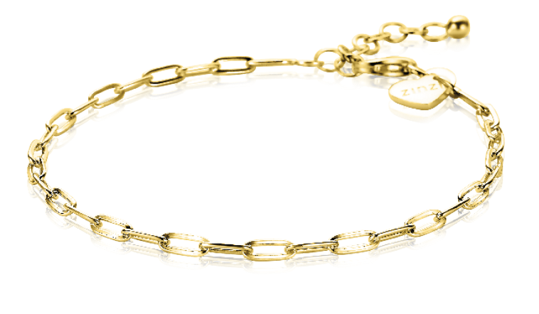 Zinzi Geel vergulde zilveren armband - Paperclip schakel (17-20 cm) ZIA2150G