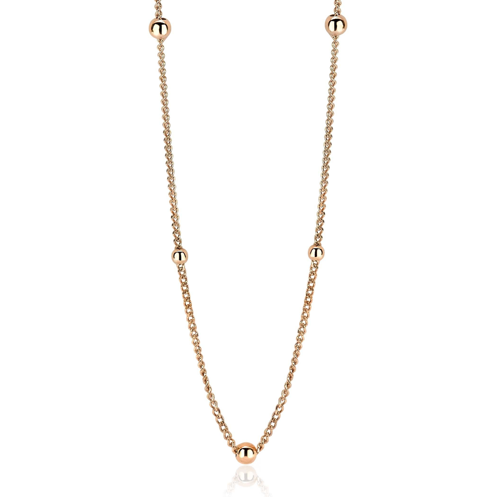 Zinzi Rosé vergulde zilveren ketting - Gourmet met bolletjes (45 cm) ZIC987R