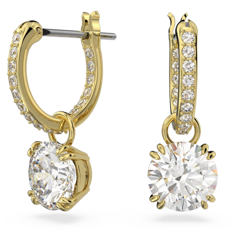 Swarovski Stilla oorbellen Round Cut Goudkleurig/Wit 5638802