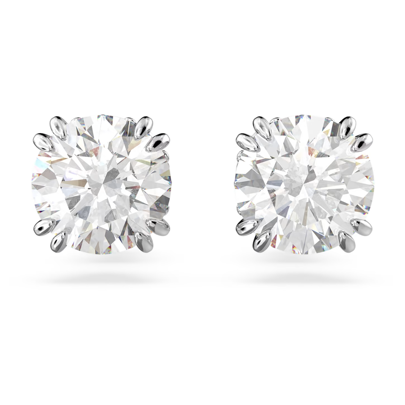 Swarovski Constella oorbellen Round Cut Zilverkleurig/Wit 5636712