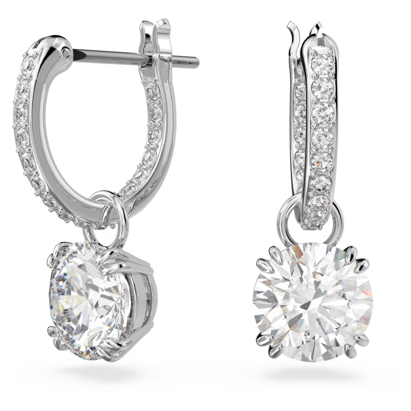 Swarovski Stilla oorbellen Round Cut Zilverkleurig/Wit 5636717