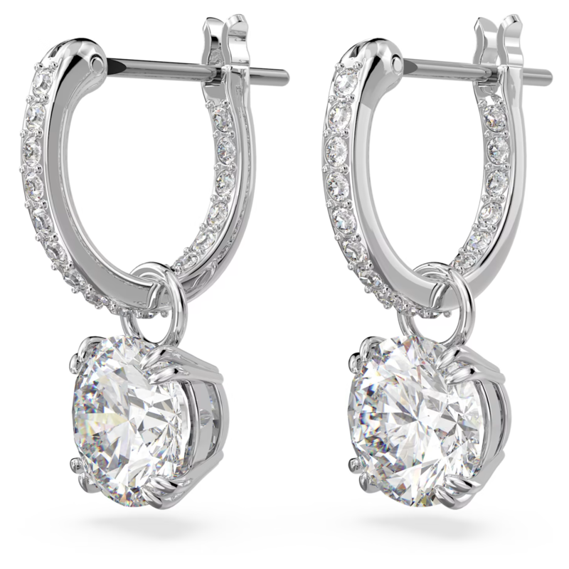 Swarovski Stilla oorbellen Round Cut Zilverkleurig/Wit 5636717