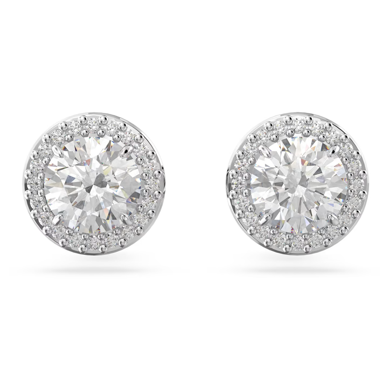 Swarovski Constella oorbellen Round Cut  Zilverkleurig/Wit 5636269