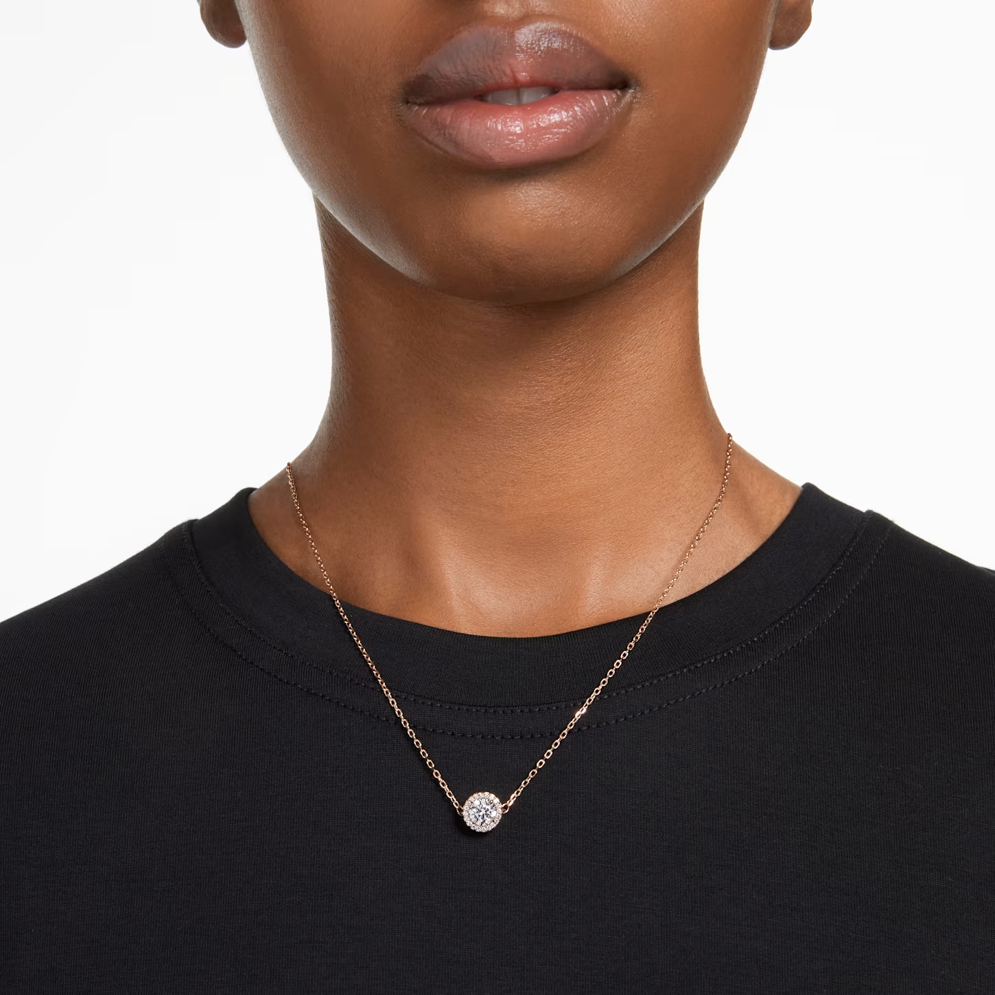 Swarovski Una ketting met hanger Round Cut  Rosegoudkleurig/Wit 5636272