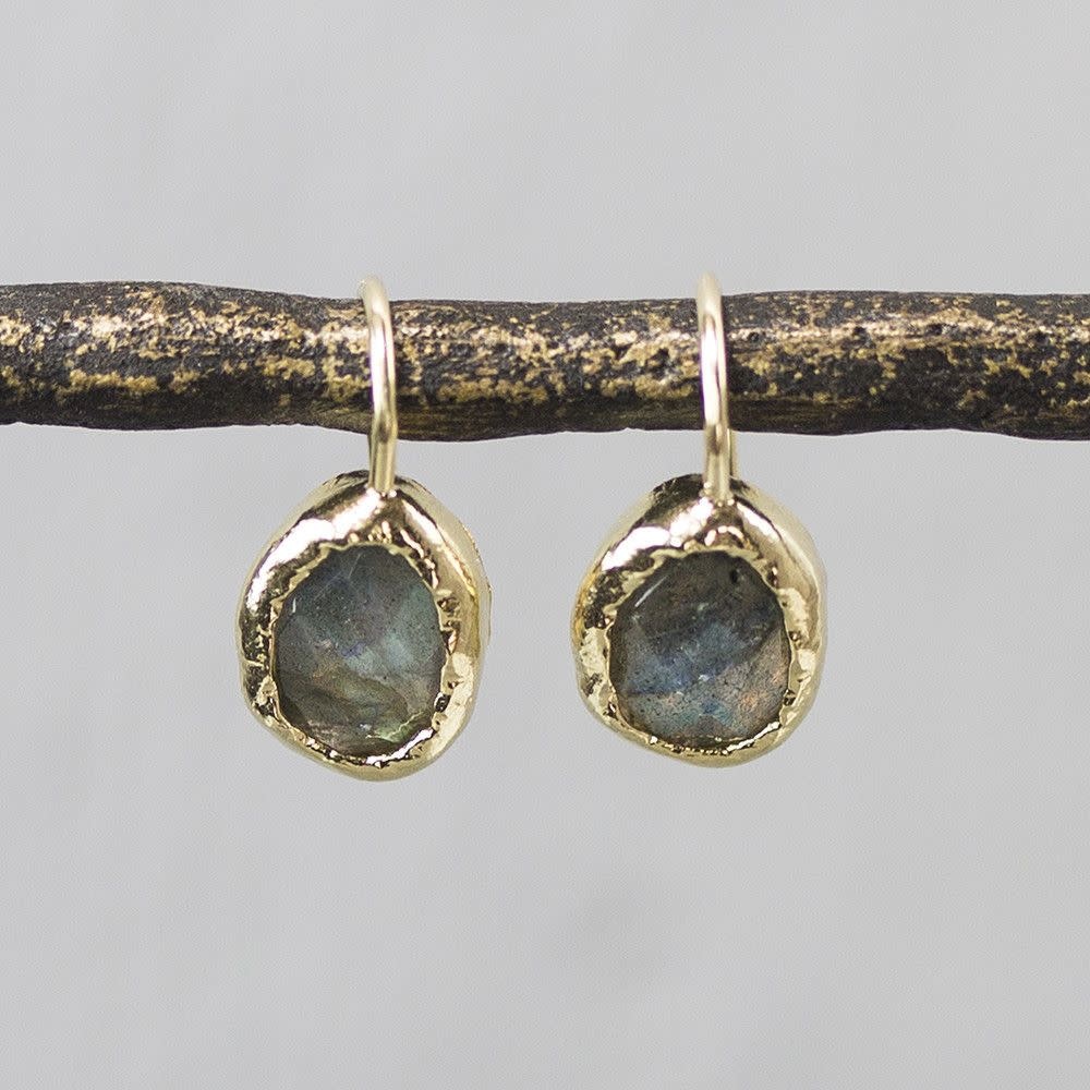 Jéh Jewels Oorbellen - Ovaal met edelsteen (Labradoriet) 20186