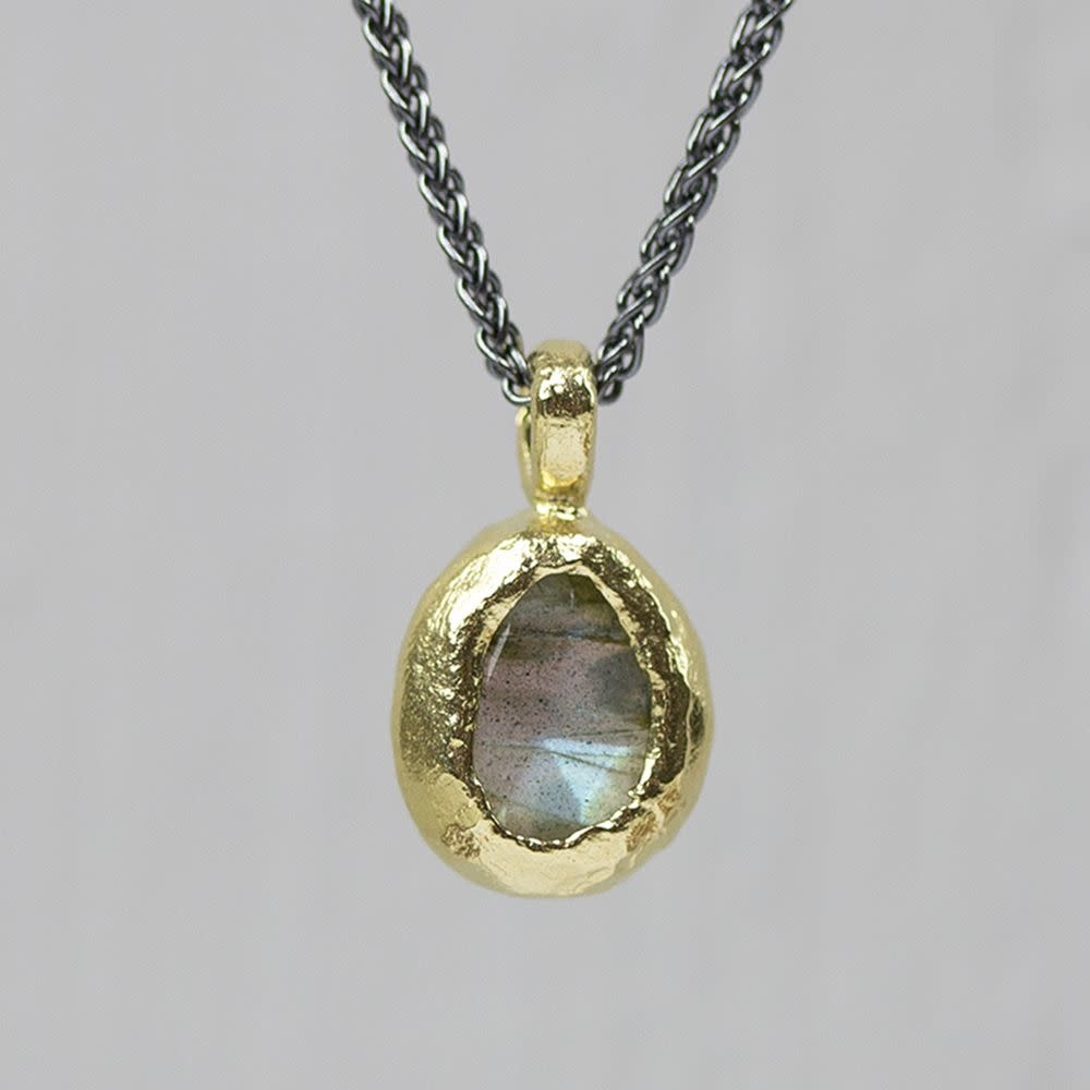 Jéh Jewels Touch of Gold ketting met hanger - Ovaal (Labradoriet) 20548