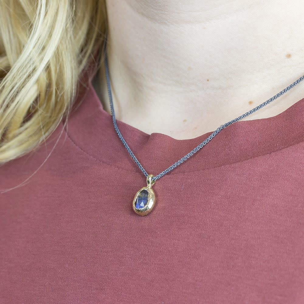 Jéh Jewels Touch of Gold ketting met hanger - Ovaal (Labradoriet) 20548